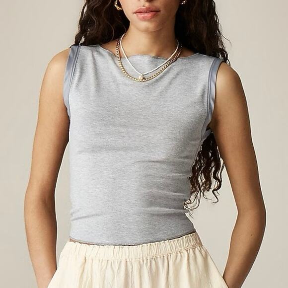 J.Crew Refined Rib Shell Tank Top Light Grey Size Small NWT - Picture 1 of 8